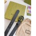 Gucci GG Marmont Belt 30MM in Black GG Supreme with Black Leather