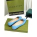 Gucci Ballet Flats in Blue Leather with Stitched Interlocking G