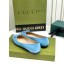 Gucci Ballet Flats in Blue Leather with Stitched Interlocking G