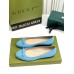 Gucci Ballet Flats in Blue Leather with Stitched Interlocking G