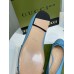 Gucci Ballet Flats in Blue Leather with Stitched Interlocking G