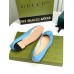 Gucci Ballet Flats in Blue Leather with Stitched Interlocking G