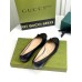 Gucci Ballet Flats in Black Leather with Stitched Interlocking G