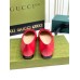Gucci Ballet Flats in Red Leather with Stitched Interlocking G