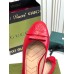 Gucci Ballet Flats in Red Leather with Stitched Interlocking G