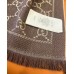 Gucci Double GG Jacquard Wool Scarf in Beige and Brown