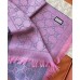 Gucci Double GG Jacquard Wool Scarf in Graphite and Pink