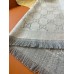 Gucci Double GG Jacquard Wool Scarf in Silver and Grey