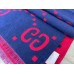 Gucci GG Jacquard Wool Silk Scarf in Blue and Red