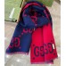 Gucci GG Jacquard Wool Silk Scarf in Blue and Red