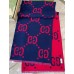 Gucci GG Jacquard Wool Silk Scarf in Blue and Red