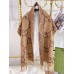 Gucci GG Cashmere Jacquard Scarf in Beige and Brown