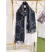 Gucci GG Cashmere Jacquard Scarf in Grey and Black