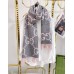 Gucci GG Cashmere Jacquard Scarf in Grey and Pink