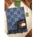 Gucci GG Jacquard Wool Scarf in Blue and Brown