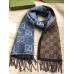 Gucci GG Jacquard Wool Scarf in Blue and Brown