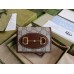 Gucci Horsebit 1955 Card Case Wallet in GG Supreme with Brown Leaher