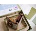 Gucci Horsebit 1955 Card Case Wallet in GG Supreme with Brown Leaher