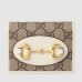 Gucci Horsebit 1955 Card Case Wallet in GG Supreme with White Leaher