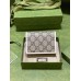 Gucci Horsebit 1955 Card Case Wallet in GG Supreme with White Leaher