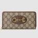 Gucci Horsebit 1955 Zip Around Wallet in GG Supreme with Brown Leaher