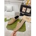 Gucci Womens Foldable Slim Horsebit Loafers in Beige Leather