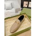 Gucci Womens Foldable Slim Horsebit Loafers in Beige Leather