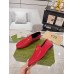 Gucci Womens Foldable Slim Horsebit Loafers in Red Leather