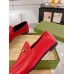 Gucci Womens Foldable Slim Horsebit Loafers in Red Leather
