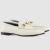 Gucci Womens Foldable Slim Horsebit Loafers in White Leather
