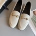 Gucci Womens Foldable Slim Horsebit Loafers in White Leather