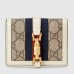 Gucci Jackie 1961 Card Case Wallet in GG Canvas with White Leather
