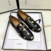 Gucci Womens Jordaan Loafers in Black Leather with Bees and Stars