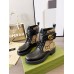 Gucci Ankle Boots with Double G in GG Canvas and Black Leather