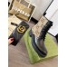 Gucci Ankle Boots with Double G in GG Canvas and Black Leather