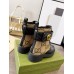 Gucci Ankle Boots with Double G in GG Canvas and Black Leather