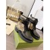 Gucci Ankle Boots with Double G in GG Canvas and Black Leather