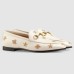 Gucci Womens Jordaan Loafers in White Leather with Bees and Stars