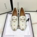 Gucci Womens Jordaan Loafers in White Leather with Bees and Stars