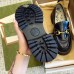 Gucci Womens Horsebit Loafers in Black Leather with Lug Sole