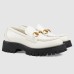 Gucci Womens Horsebit Loafers in White Leather with Lug Sole