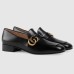 Gucci Womens Loafers in Black Leather with Double G