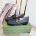 Gucci Womens Loafers in Black Leather with Double G