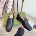 Gucci Womens Loafers in Black Leather with Double G
