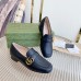 Gucci Womens Loafers in Black Leather with Double G