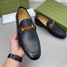 Gucci Womens Foldable Slim Horsebit Loafers in Black Leather with Web