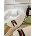 Gucci Womens Foldable Slim Horsebit Loafers in White Leather with Web