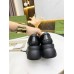 Gucci Womens Chunky Lug Sole Horsebit Loafers in Black Leather