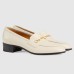 Gucci Womens Interlocking G Horsebit Loafers In White Leather