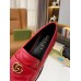 Gucci Womens GG Marmont Loafers In Red Matelasse Leather
